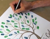 Thumbprint Guest Book - The whimwik - A Peachwik Personalized Art Print - 50 guest sign in - Whimsy Tree Fingerprint Guestbook