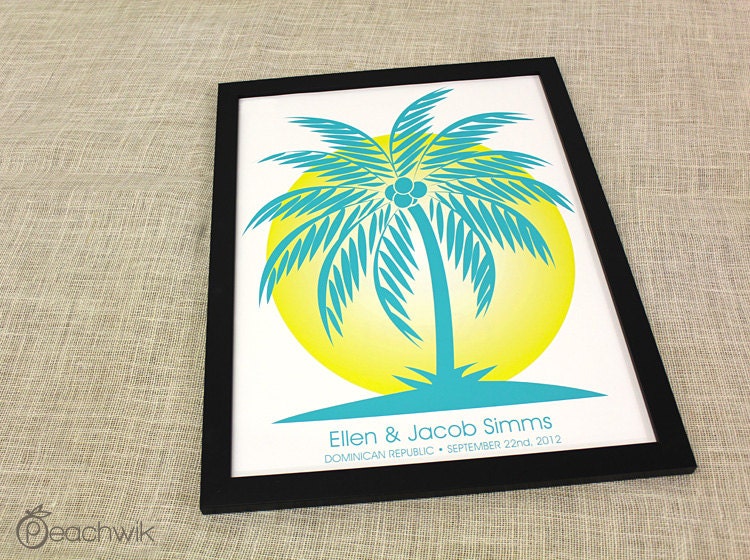 Unique Wedding Guest Book - The Palmwik - A Peachwik Interactive Art Print - 100 guest sign in - Destination Wedding