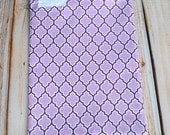Small Wet Bag- Large Reusable Snack Bag with zipper closure 8"x10" Lilac Lattice- Swim Bag, Wet Bag, Snack bag, Make up bag