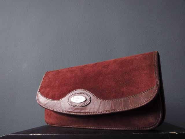 Vintage 70s Gabrielle Paris Boho Rust Brick Red Suede Clutch French Bohemian