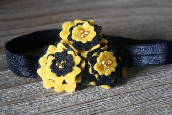 Custom Order- Black and Gold Baby Headband