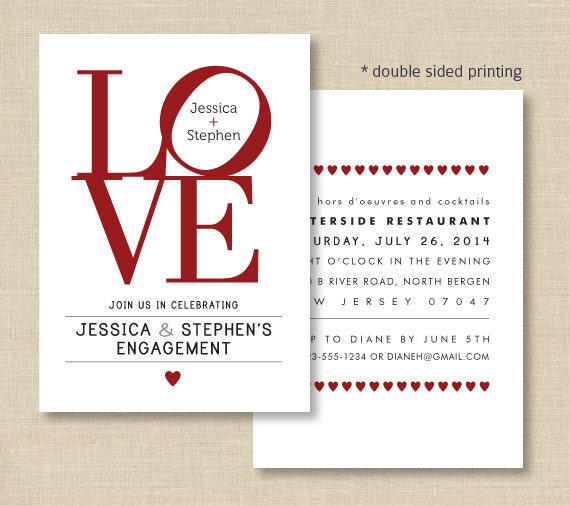 Invitations, Love Philly, Double sided invite for Engagement, Bridal ...