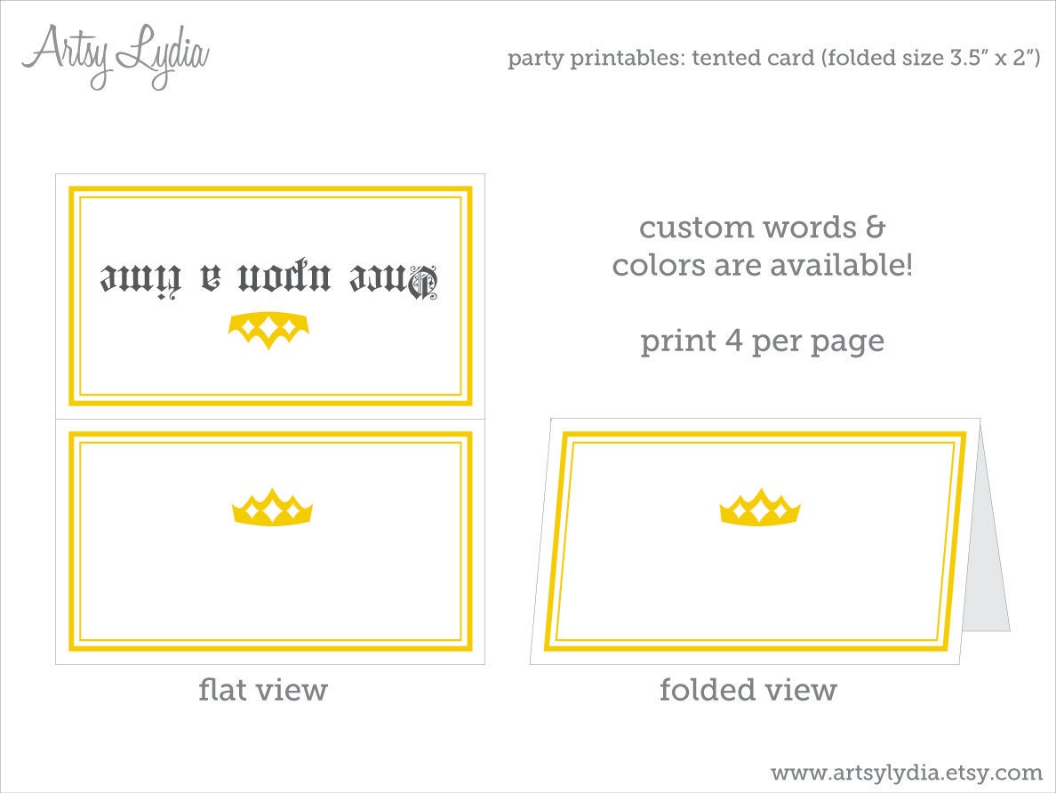 Once Upon a Time Tented Cards: DIY Party Printable
