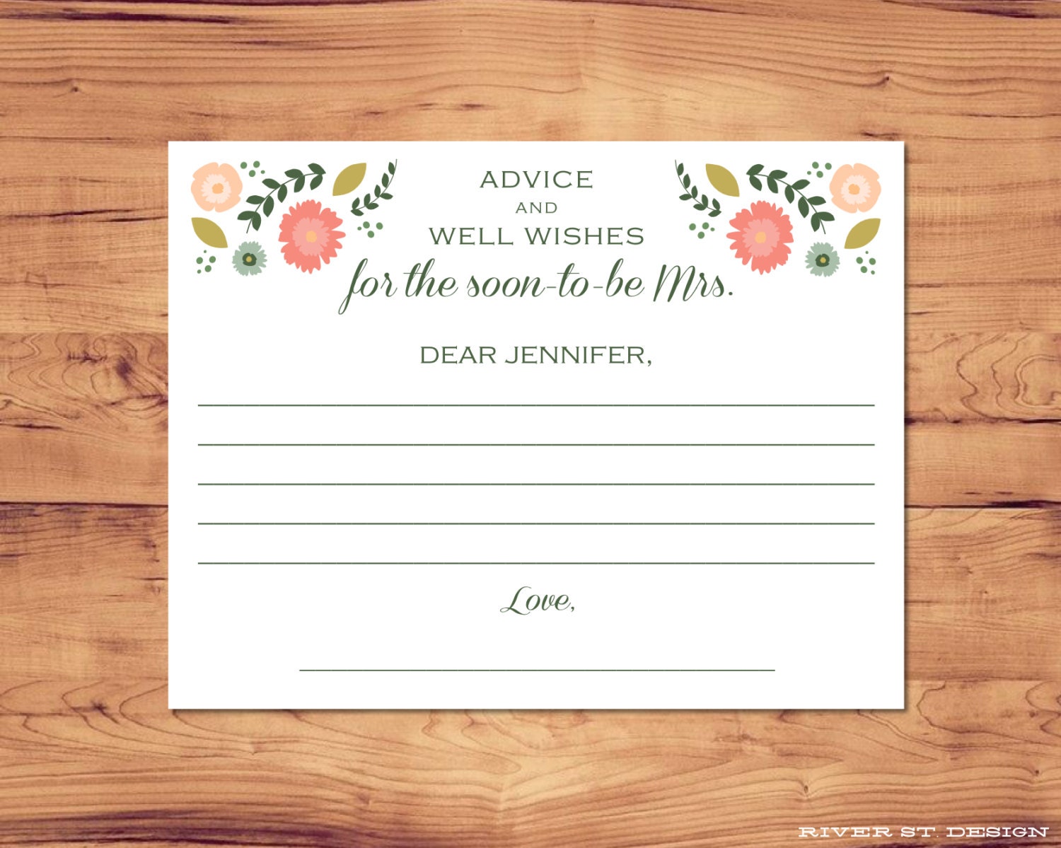 Printable Advice for Bride Card