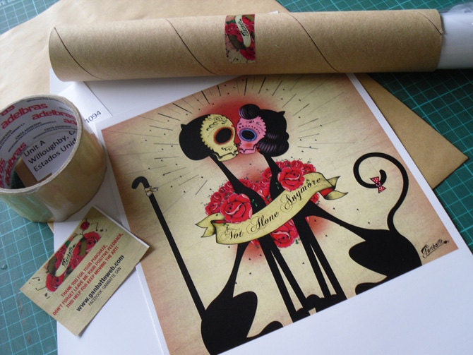 Chihuahua Dog Calaca - Sugar Skull Day of the Dead - PRINT of original illustration by Ganbatte - 9.1 in x 7.5 inch