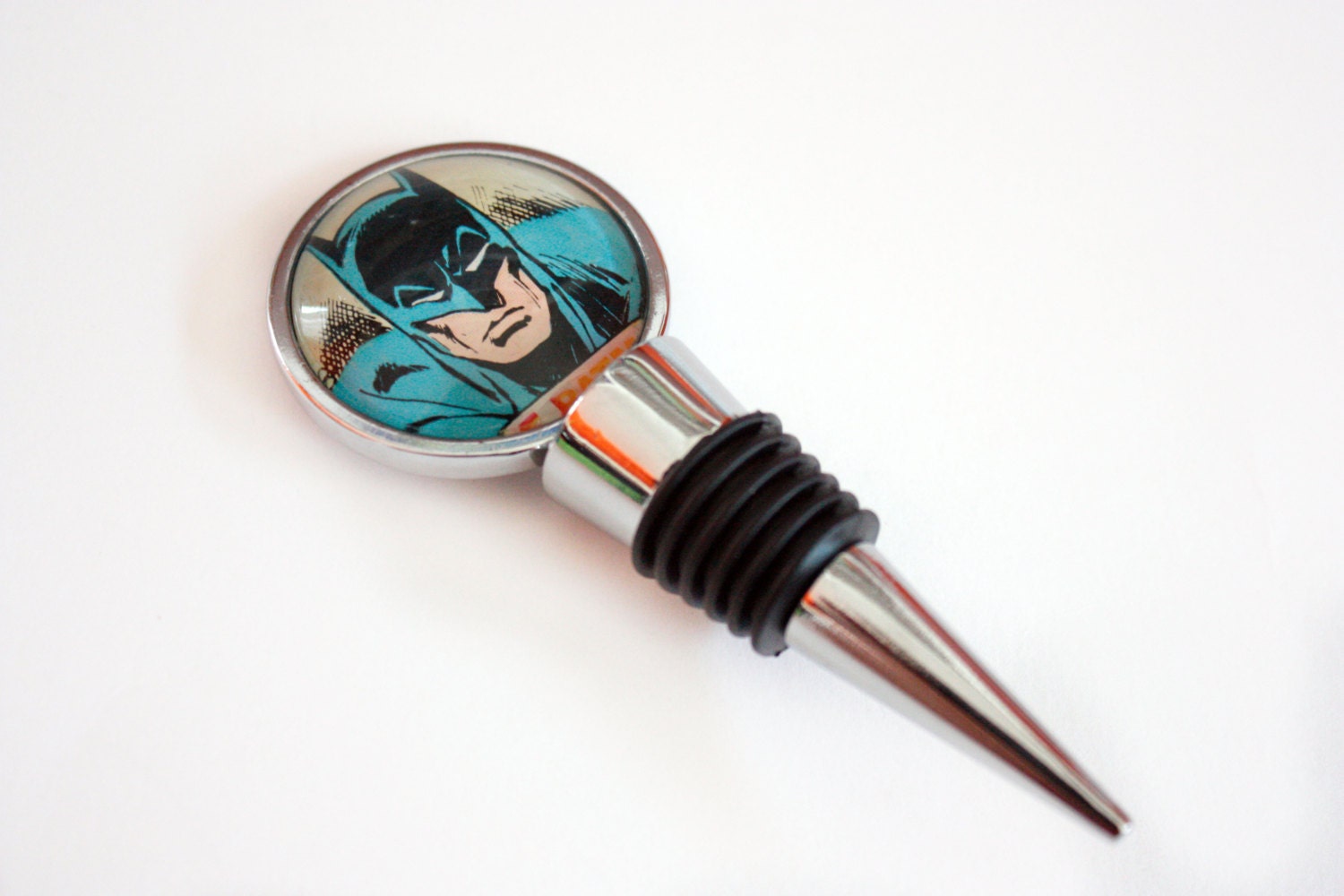 Recycled vintage comic book wine stopper