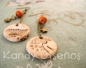 Boho Clay Wood Earrings Natural instinct Bronze Artisan design Clay pendants Wood Stars