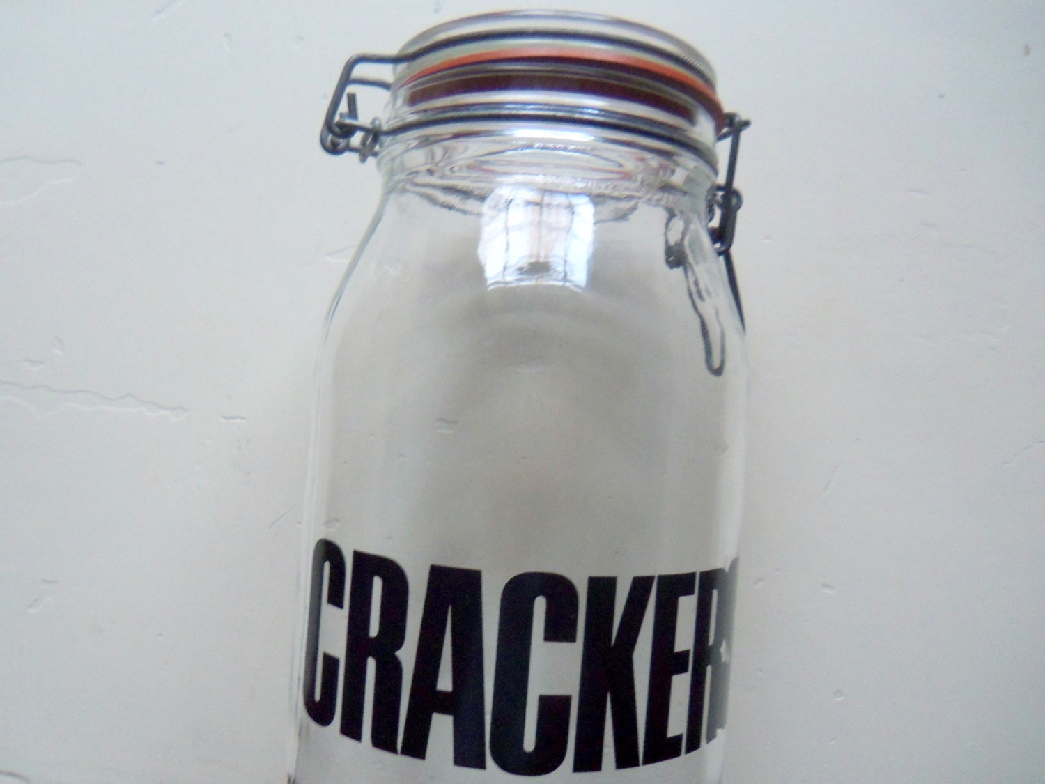 Vintage Niveau de Remplissage 2 Liter Glass Cracker Canister 1970s