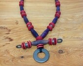 Vintage wood bead handmade necklace