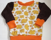 Terry Sweater RETRO Elephants brown and orange Sz 2-3 Years (EU Sz 92-98)