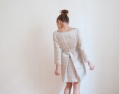Women's elegant coat in silk - Unique petite white spring and summer jacket  - fully lined coat - size XS, US 2 - One of a Kind