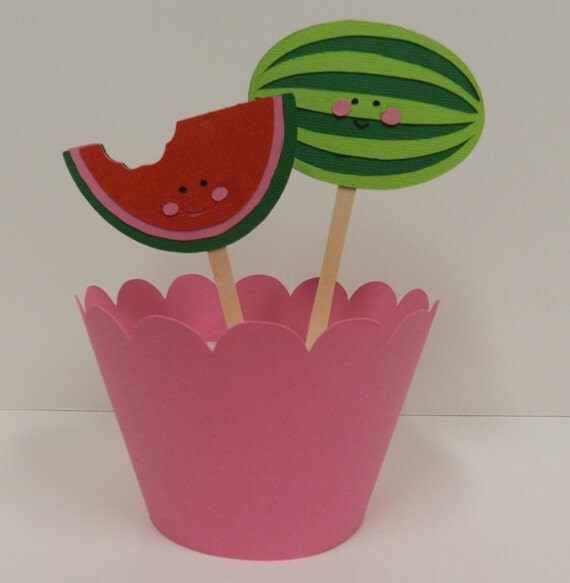 Watermelon cupcake toppers
