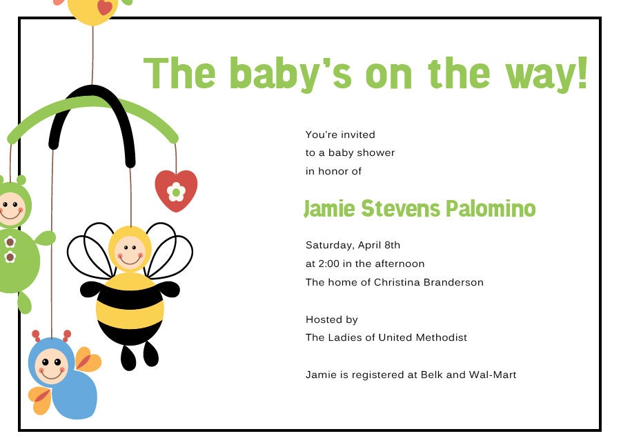Bumble Bee Mobile Baby Shower Girl or Boy, Gender Neutral Printable PDF File