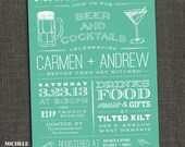 COUPLES SHOWER INVITATION - Make a Toast - Beer Cocktails - Birthday - any event - Printable or Printed for you