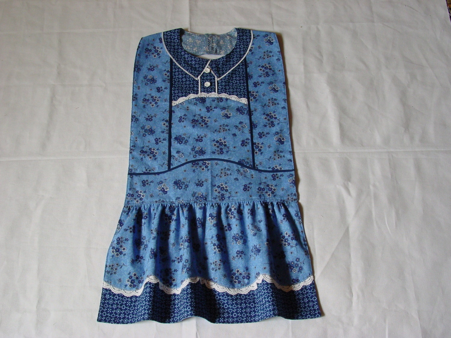Scalloped Hem Cutie- Vintage Apron Style Adult Bib - Charming Lady Designer Bib