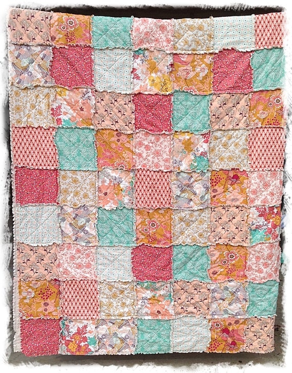 Rag Quilt Queen Size Modern Summerlove Sunkissed By DelilahKaye