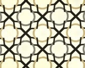 Two 96" x 50"  Custom Curtain Panels - Waverly Geometric Black and Khaki