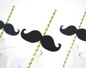 NEW - Chevron Photo Booth Props - Mustache Straw Photo Props - Set of 5 - Mustaches on LIME CHEVRON Paper Straws
