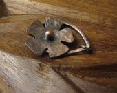 Small Oxidised Copper Daisy and Leaf Hammered Toggle Clasp