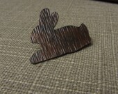 Oxidised Copper Little Rabbit hook clasp - line texture