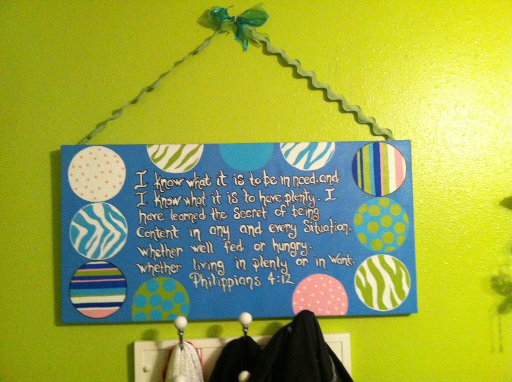 Custom painted bible verse canvas.  Perfect for any child's room or that favorite teacher. 
