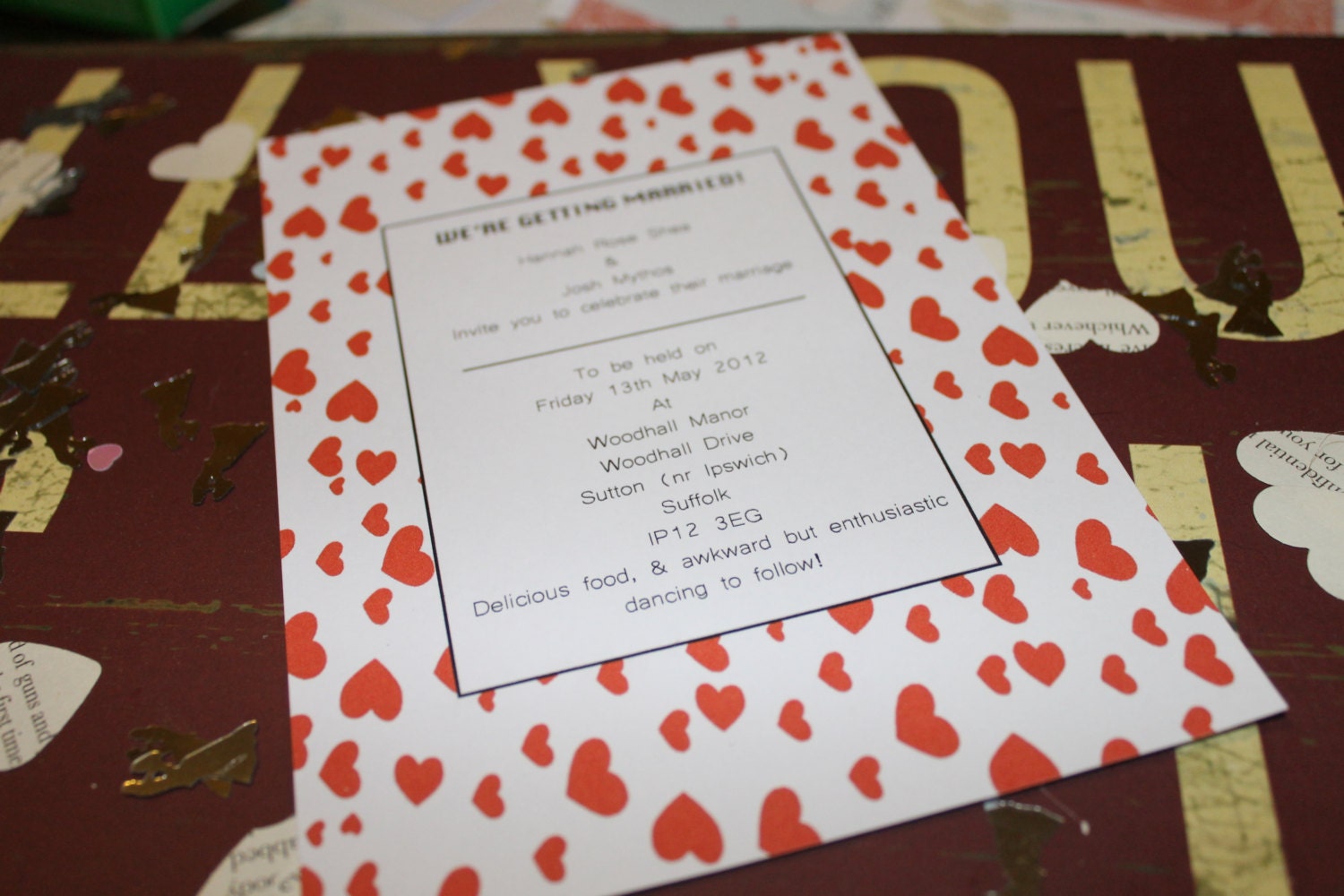 DIY Printable Hearts Wedding Invitation