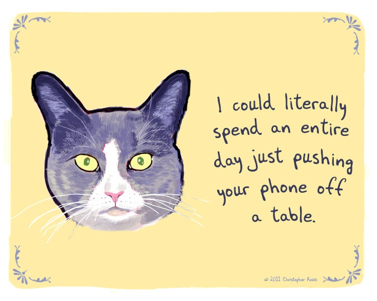 Cat 5x7 Print of Original Painting with phrase