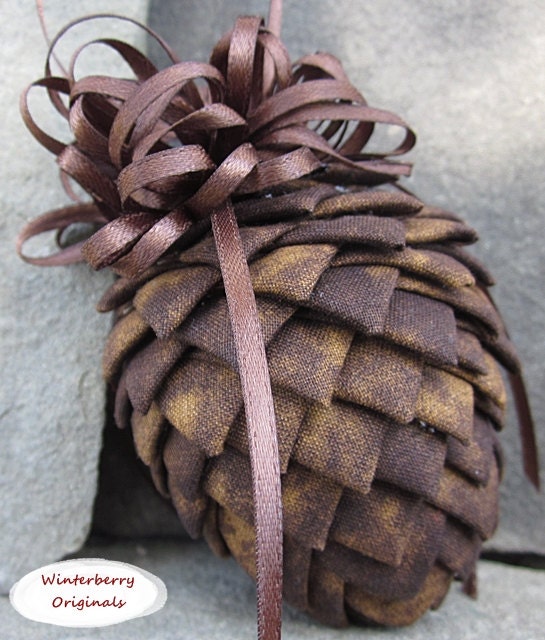 Pierced Fabric Pinecone Ornament - Brown Mottled
