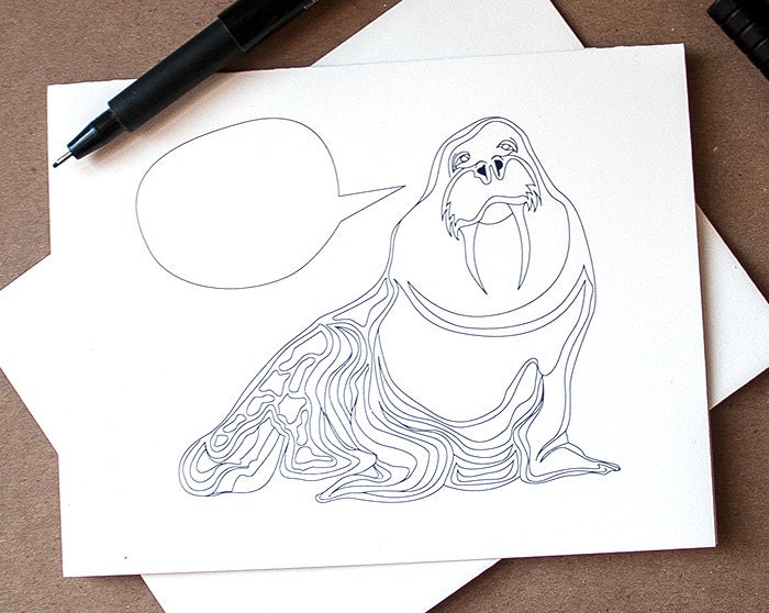 Customizable Walrus Greeting Card - Single