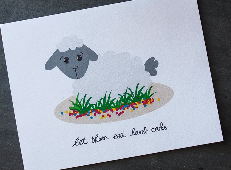 Funny Easter Card - "Let them eat lamb cake"