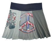 Peace and Rock and Roll Boho Chic Hippie Skirt  Women's Large XL 1X upcycled t-shirt clothing from Twinkle