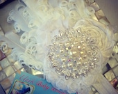 All White Feather Pad Fascinator Over The Top Headband