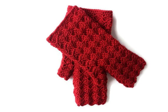 Under 25 - Red Mittens - Gift For Her - Fingerles Gloves - White&Gray Are Available