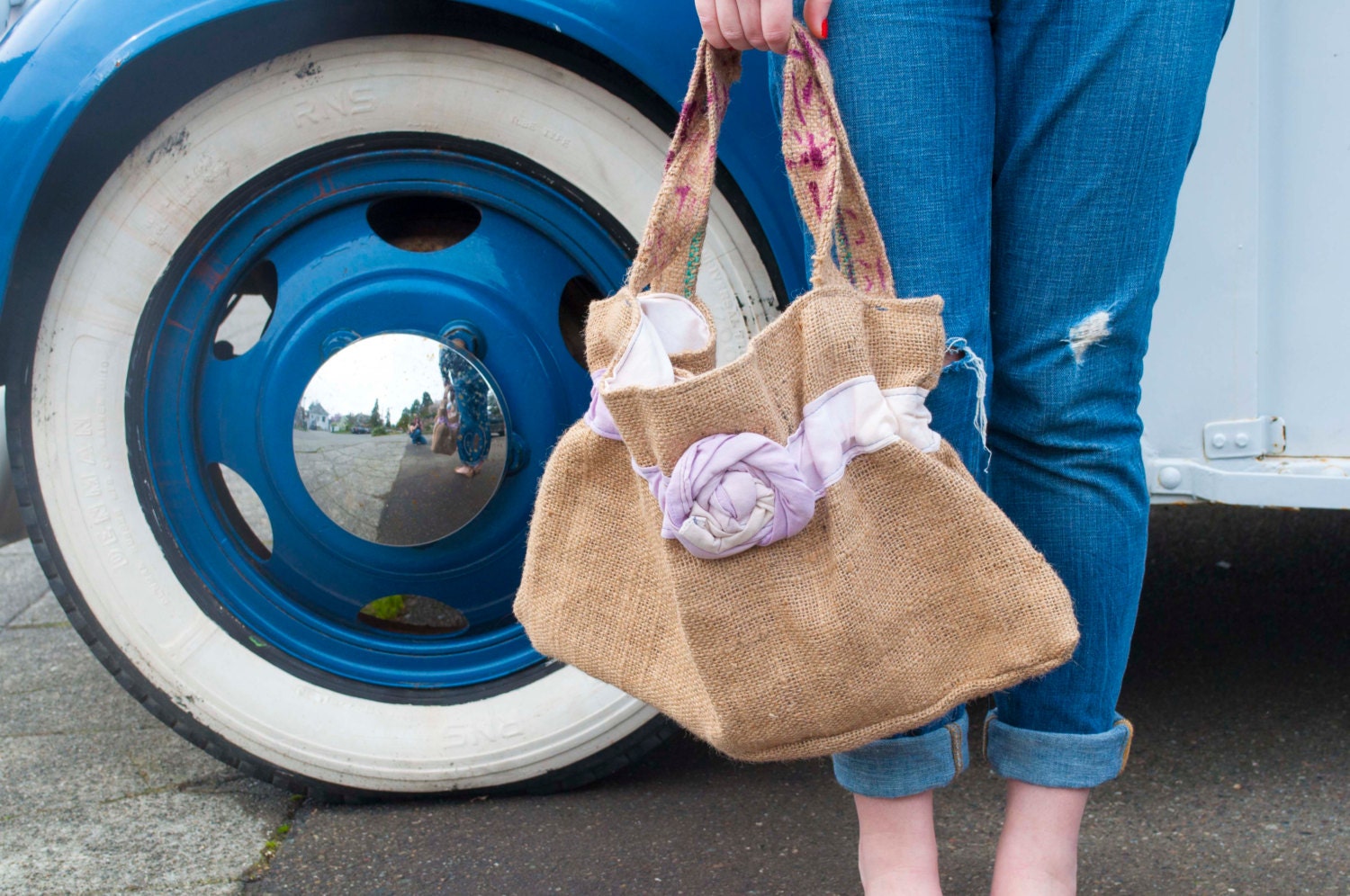 Purple Ombre Hemp Hobo Handbag