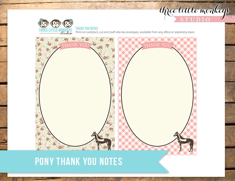 Vintage Pony Party Thank You Notes INSTANT DOWNLOAD Il_170x135