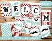 Personalized Little Man or Little Mister Mustache Bow Tie Baby Shower Banner Il_170x135