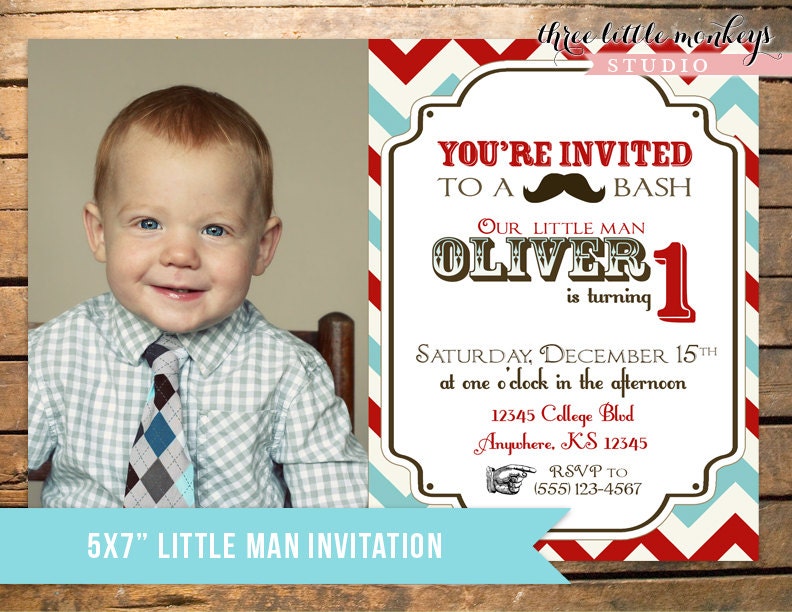 Vintage Little Man Mustache Bash, Moustache Bash or Barber Shop Invitation Il_570xn