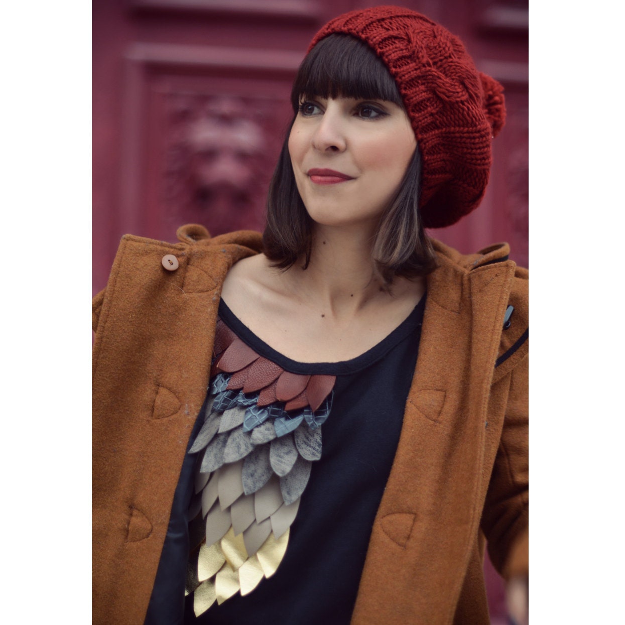 Black cotton sweat shirt embroidered with leather feathers