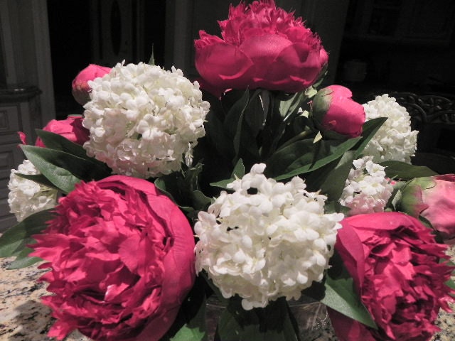 Silk Rose & Peonies Floral Arrangement