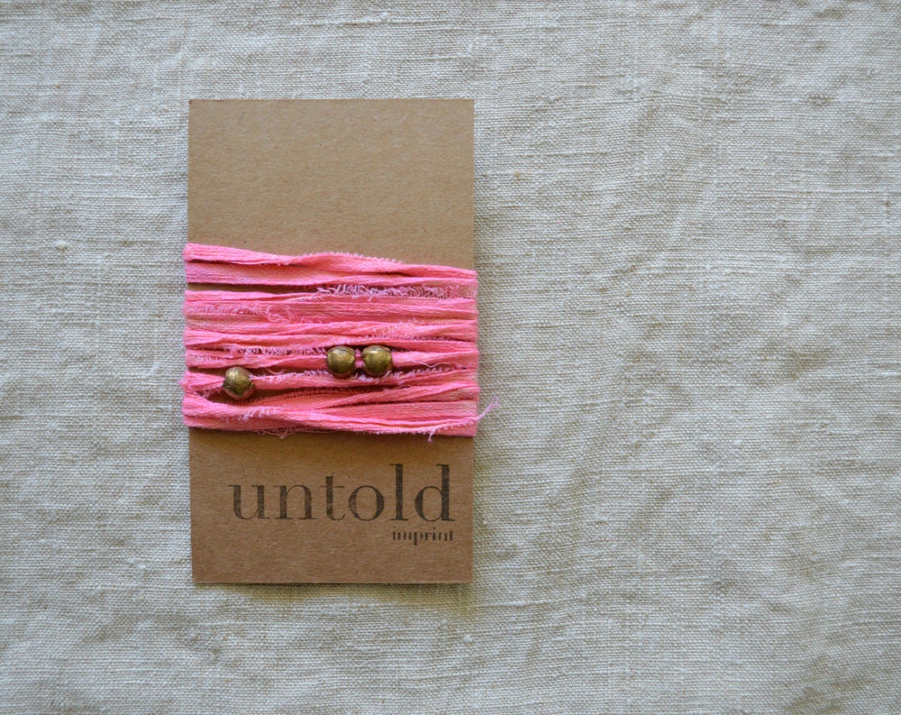 Coral Cotton Wrap Bracelet
