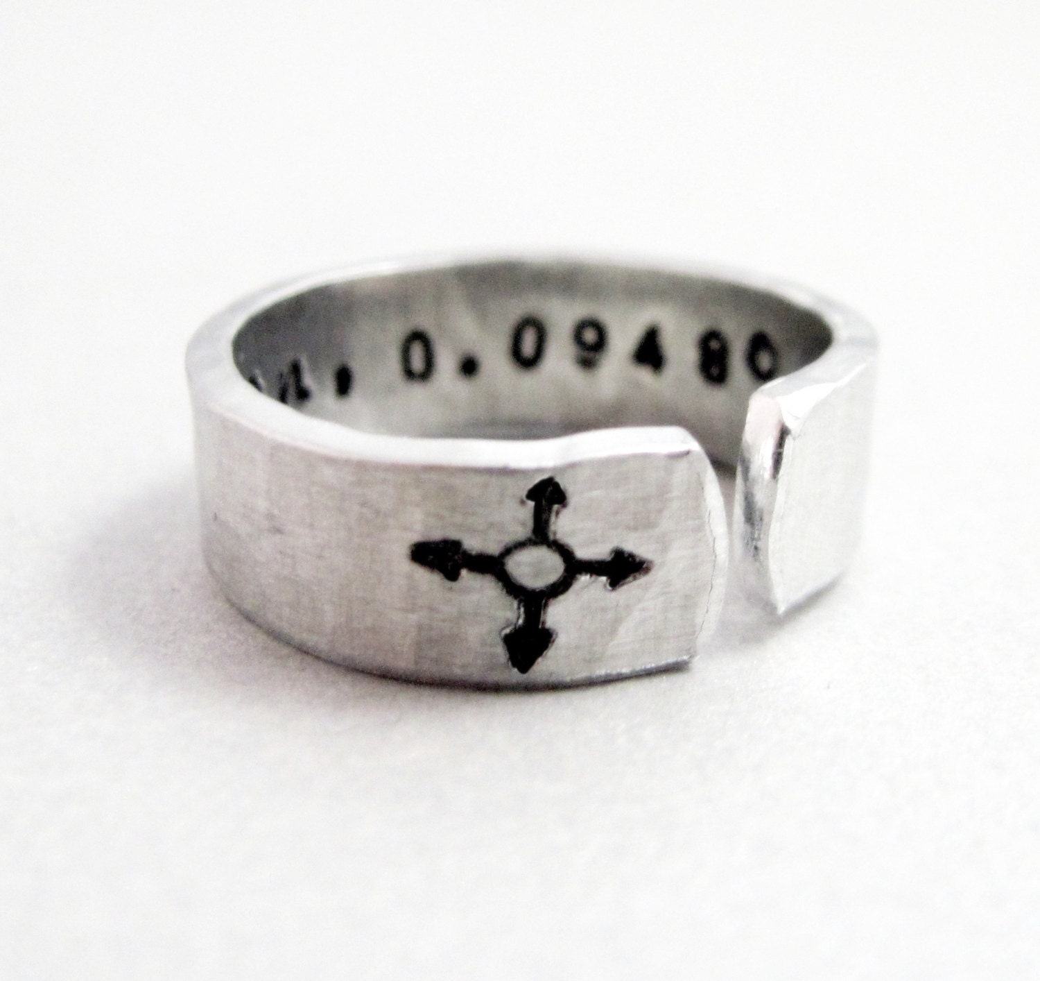 Latitude and Longitude Secret Message Ring - Custom Coordinates - Personalized
