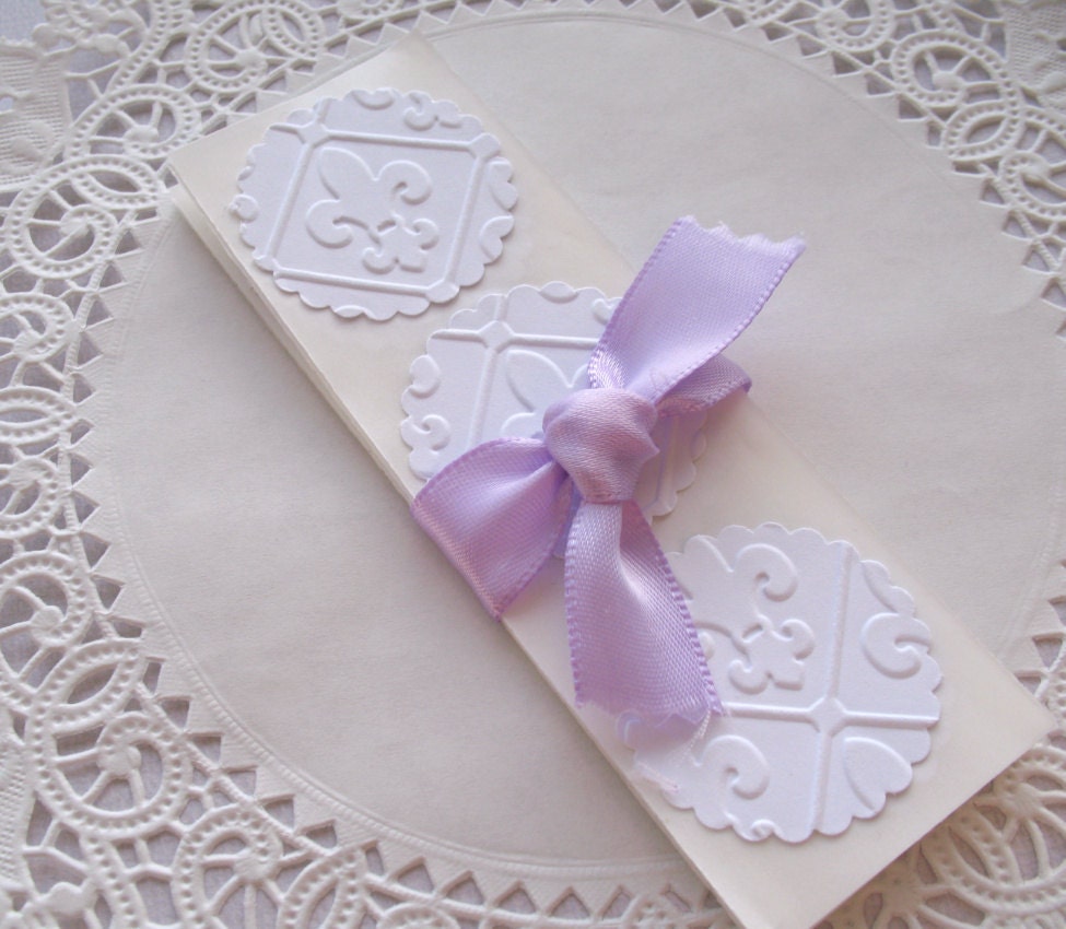Embossed Fleur De Lis Wedding Favor Bags Stickers Envelope Seals