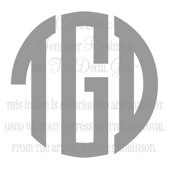 10" Bold Circle Monogram Vinyl Decal Sticker - ANY Color