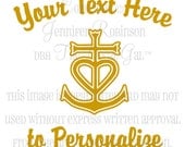 Personalized Cross Heart Anchor Vinyl Decal Sticker - ANY Color