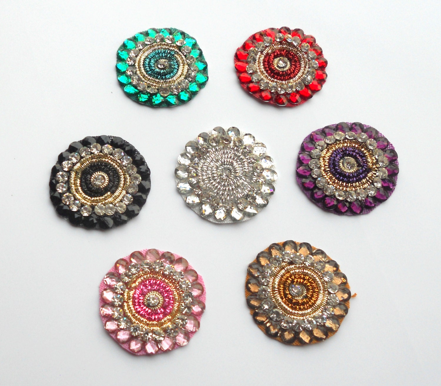 In 6 Colors.Crystal Rhinestone Appliques.Flower Appliques by Folk Stroke