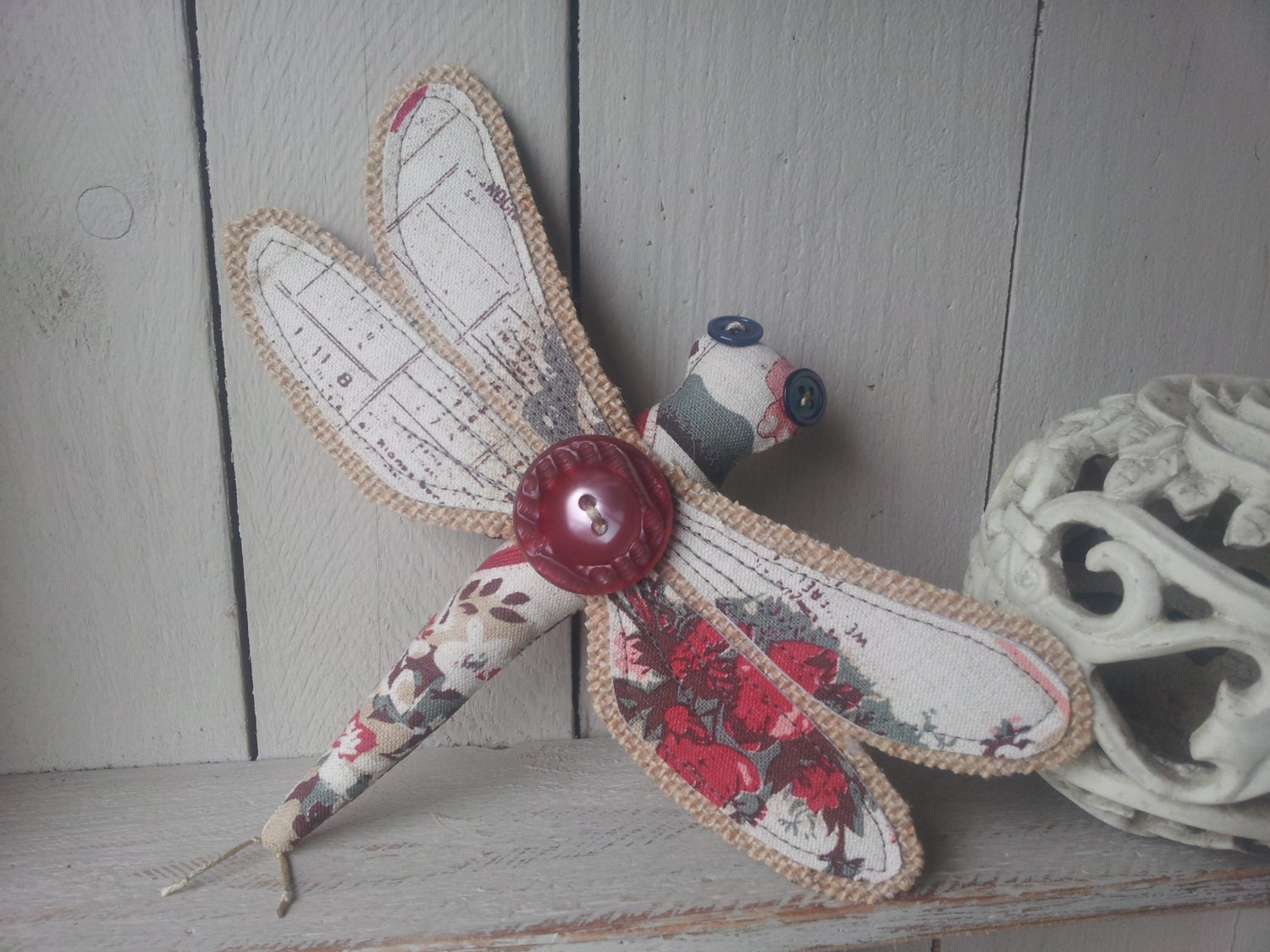Beautiful vintage postcard print Dragonfly. 'Doris'