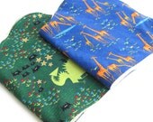Set of 2 organic fleece and designer cotton burp cloths for baby.
