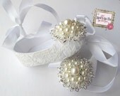 Baby Girl  white lace   Crib Shoes  ,Baby Shoes,Christening, Baptism, Wedding, Ready to ship