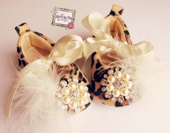 Glamour baby girl shoes,Booties -Baby Crib Shoes - Leopard Baby shoes.THE ORIGINALS.