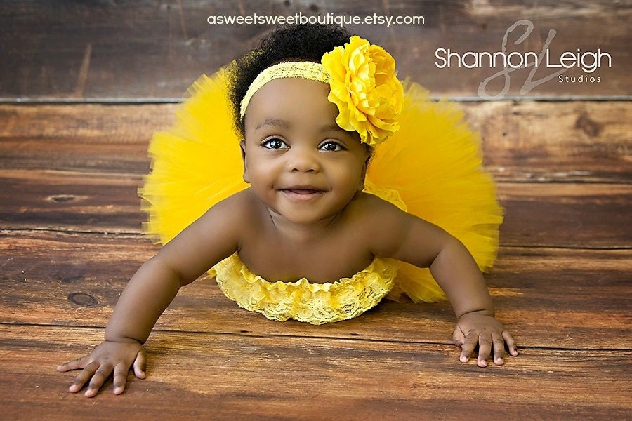 Sweet Sun Drop Tutu Set Yellow Tutu With Matching Flower Headband From The Sweet Sweet Couture Collection